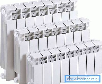 Baterie s různou velikostí středu. Baterie s různou velikostí středu.