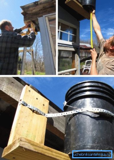 Sprchový válec s TEN v procesu instalace Sprchový válec s TEN v procesu instalace