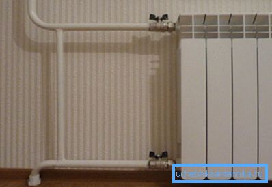 Boční připojení topných těles v jednom potrubním systému