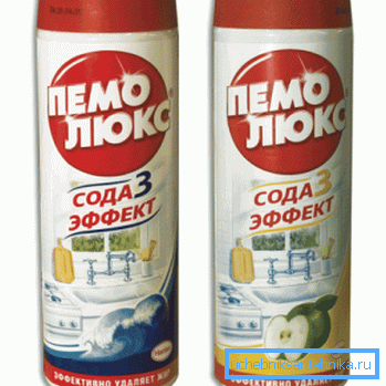 Čističe s abrazivním práškem. Čističe s abrazivním práškem.