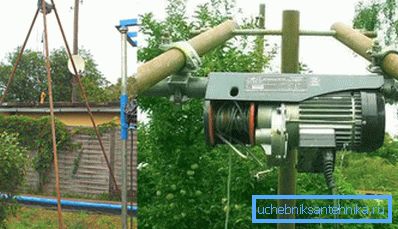 Elektrický naviják pro vrtání na stativu. Elektrický naviják pro vrtání na stativu.