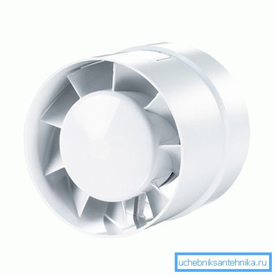 Kanál ventilátoru Ventil 100 VKO Turbo. Spotřeba energie - 16 W.