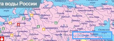 Mapa vodovodní sítě Ruské federace.