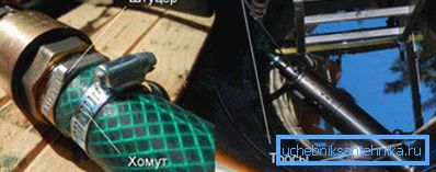 Upevnění hadice a kovového kabelu.