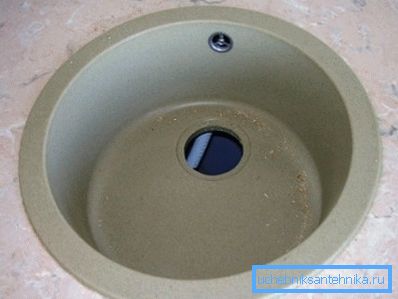 Kulaté a přesné umyvadlo pro kuchyň o průměru 40 cm