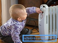 Olejové ohřívače se nedoporučují umístit do místnosti, kde jsou malé děti.