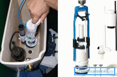 Instalace odvodňovacího mechanismu v toaletní misce. Instalace odvodňovacího mechanismu v toaletní misce.