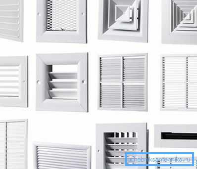 Na fotografii - různé typy ventilačních mříží
