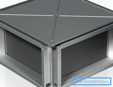 Na fotografii je výměník tepla používaný v klimatickém zařízení v ochranné skříni