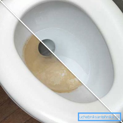 Na fotografii - toaletu před a po čištění. Na fotografii - toaletu před a po čištění.