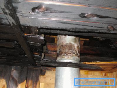 Zvláštní pozornost je věnována místům kontaktu potrubí s hořlavými materiály, nepozornost může v budoucnu způsobit požár.