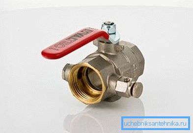 Kulový kohout s odtokem a odvětrávacím ventilem Valtec
