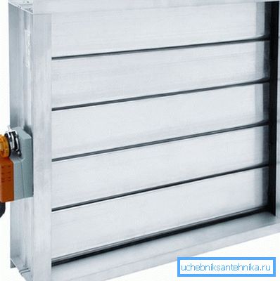 Šoupátkový ventil pro servopohon ventilace.