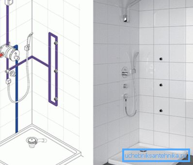 Skryté úpravy sprchy se schématem instalace