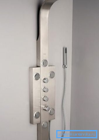 Moderní sprchový panel s horní sprchou a mixérem Moderní sprchový panel s horní sprchou a mixérem