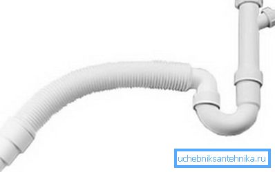 Speciální odpadní sifon s vlnitým vývodem, který se používá téměř všude na organizaci odtoku Speciální odpadní sifon s vlnitým vývodem, který se používá téměř všude na organizaci odtoku