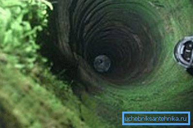 Stěny dolu jsou kontaminovány zeleným mechem. Stěny dolu jsou kontaminovány zeleným mechem.