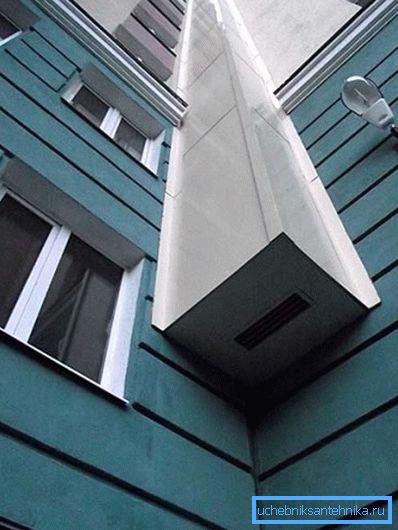 Ventilační krabice instalovaná venku Ventilační krabice instalovaná venku