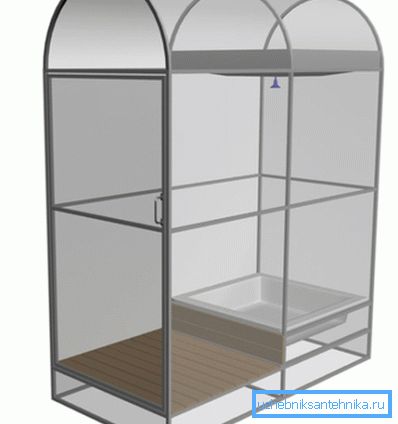 Vzhled kovové kabiny opláštěné polykarbonátem